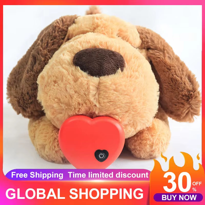 Puppy Heartbeat Soothing Hug Toy Dog Heating Plush Doll Pet Comfortable Behavioral Training Play Aid Tool Anxiety Relief Sleep