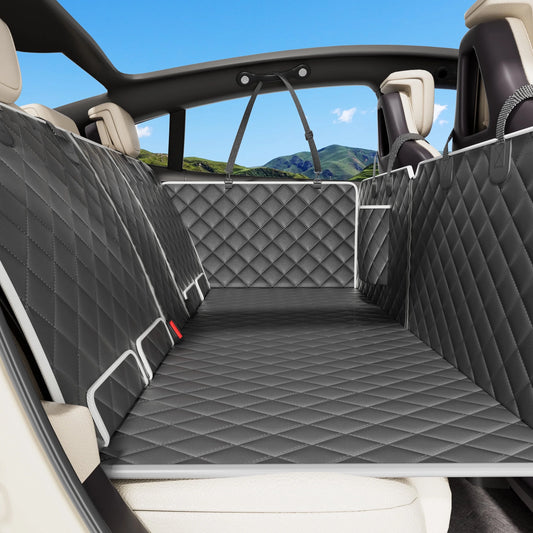 Dog Seat Cover- Non-Slip Dog Car Hammocks with Seatbelt Dog Car Seat Cover Waterproof and Scratch-Resistant Dog Car Back Seat Protection