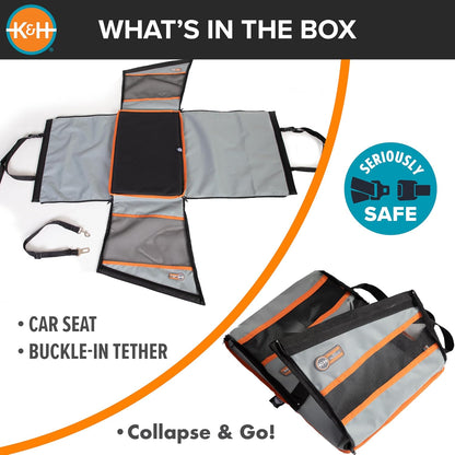 Buckle N Go Dog Car Seat for Large Dogs, Waterproof Fabric, Breathable Mesh Sides, Adjustable Seat Belt Leash, Carseat for Medium to Large Pets, Car Seat Cover - 21 X 19 X 19In